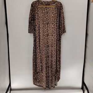 Crazy Train Leopard Open Front  Duster Mesh One Size